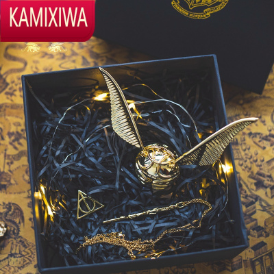 KAMIXIWA520哈利波特金色飞贼戒指盒翅膀可动首饰盒收纳毛衣项链求婚礼物