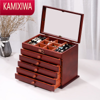 KAMIXIWA网红桌面欧式复古实木饰品项链收纳盒木制珠宝首饰盒精致奢华