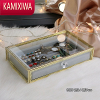 KAMIXIWA大号透明玻璃桌面首饰盒手表收纳盒耳钉耳环发卡耳夹礼物小饰品盒