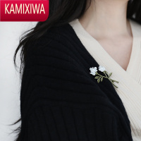 KAMIXIWASUZEE设计 白玫瑰庄园 法式复古温柔花朵胸针别针防走光小众