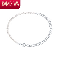 KAMIXIWA景甜]圆环珍珠链条拼接项链百搭锁骨链小众轻奢