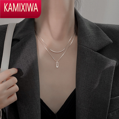KAMIXIWAs银新款双层项链女轻奢小众设计感个性简约卫衣毛衣锁骨链潮
