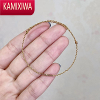 KAMIXIWA0.7mm孔雀蓝土黄色迷你14K包金金刚结手工编织手链脚链调节