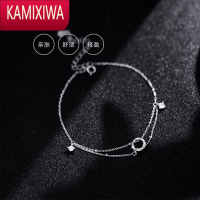 KAMIXIWA2022年新款锆石银双层脚链女高级感ins小众设计网红性感足链潮