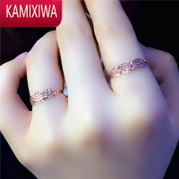 KAMIXIWA太太珠宝店新款女士彩金玫瑰金闪亮戒指时尚585紫金指环不褪色
