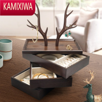 KAMIXIWA2022新款高级轻奢木质首饰盒多层精致饰品手镯项链耳环收纳盒