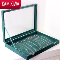KAMIXIWA法式复古墨绿麂皮绒布首饰盒项链珠宝饰品收纳盒子奢华大容量