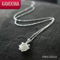 KAMIXIWA 银项链 清新莲花吊坠韩版时尚锁骨链项链银饰品