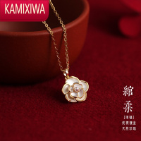 KAMIXIWA 银项链女 小众国风新款小花项链高级感珍珠项链复古 锁骨链