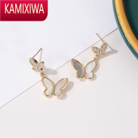 KAMIXIWAClassy key蝴蝶耳钉小众设计感精致银高级轻奢贝母耳环夏季