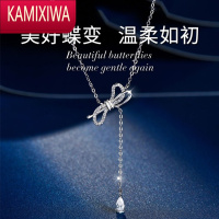 KAMIXIWA蝴蝶结银项链小众设计感高级锁骨链送女朋友生日礼物首饰品