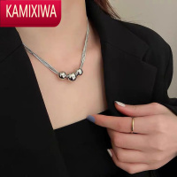 KAMIXIWA轻奢小众圆球银项链女设计高级感复古多层毛衣链圆珠锁骨链气质