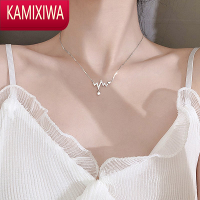 KAMIXIWA韩国心跳项链女夏轻奢小众设计感高级锁骨链2022年新款潮银颈链