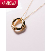 KAMIXIWA设计简约双环项链女银镀金ins欧美锁骨链高圆环项链轻奢