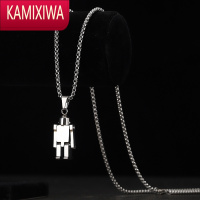KAMIXIWA肖战个性时尚项链hiphop嘻哈机器人男银链吊坠女生潮送礼物
