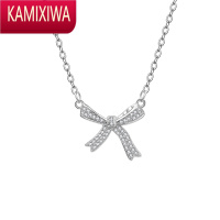 KAMIXIWA蝴蝶结项链2022年新款女夏季银锁骨链高级设计感小众礼物送女友
