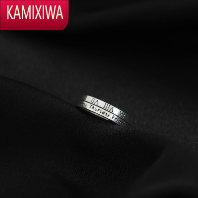 KAMIXIWA银戒指女小众设计高级感2022年新款潮开口希腊文组合食指戒