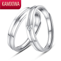 KAMIXIWA情侣钻石戒指银一对男女开口对戒时尚小众设计定制纪念礼物