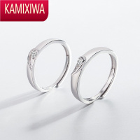KAMIXIWA520心心相印情侣戒指银一对轻奢小众设计ins简约可刻字开口调节