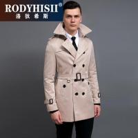 RODYHISII品牌欧美英伦风修身帅气中长款男士风衣2023春季新款双排扣男式外套