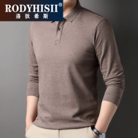 RODYHISII品牌春季新款长袖polo衫男纯色简约商务休闲带领透气时尚舒适气质上衣