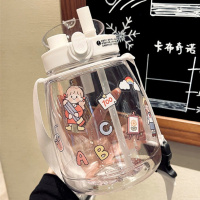 高颜值可爱学生超大容量双饮带吸管水瓶水壶塑料水杯子女韩版网红
