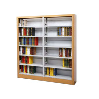 红本 HB-KN-007钢制书架学校图书馆单双面书架阅览室双柱转印木护板书架 单面1列2