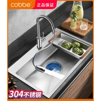 卡贝(cobbe)家用手工水槽304不锈钢加厚洗碗槽厨房水池菜盆洗菜盆单槽