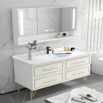 浴室柜组合知渡免漆智能镜现代简约落地式大理石台面洗手洗脸盆柜