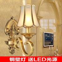铜壁灯欧式客厅背景墙知渡灯奢华卧室床头灯美式走廊楼梯纯铜灯具