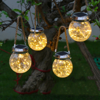 知渡太阳能灯户外庭院灯家用LED吊灯别墅花园景观灯玻璃裂纹挂灯