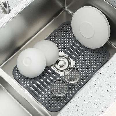 知渡硅胶镂空垫厨房水槽垫沥水板洗碗槽垫多功能隔热垫加厚碗盘垫置物架