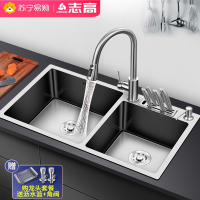 CHIGO志高304家用加厚厨房手工不锈钢水槽双槽套餐台下洗菜盆洗碗池582