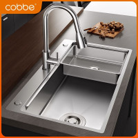 卡贝Cobbe水槽大单槽304不锈钢加厚侧排水洗菜盆厨房洗碗洗菜池台下盆