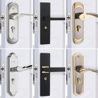 阿斯卡利房门锁家用通用型卧室内门黑色锁具三件套老式门把手旧门换锁