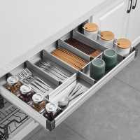 藤印象厨房橱柜工具单层拉篮内置分隔收纳调味料抽屉开门式置物架阻尼