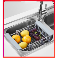 厨房水槽可伸缩沥水篮手逗不锈钢洗碗池洗菜盆沥水架水池长方形滤水篮