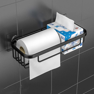 免打孔浴室厕所架手逗壁挂式卫生纸架厕纸盒手纸抽纸盒卷纸架纸巾网篮