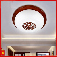新中式吸顶灯中国风圆形LED木质客厅灯卧室走廊过道门厅阳台灯具