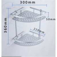 太空铝三角双层置物架浴室挂件毛巾架三角网篮铝板转角两层置物架