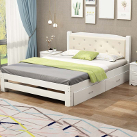 床现代简约1.8米迪玛森双人主卧1.5经济型松木白色出租房1.2m单人床