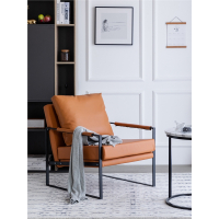 北欧单人皮沙发椅现代简约客厅轻奢橙色设计师网红迪玛森单椅极简休闲椅