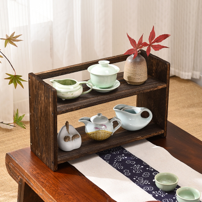 新中式桌面茶杯架迪玛森小型桌上博古架紫砂壶茶具茶叶罐收纳置物架