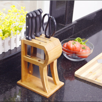 竹刀架 刀具架厨房用品收纳刀座多功能置物架镂空易清洗斜刀架