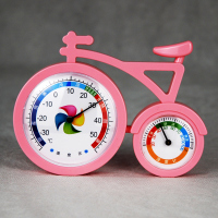 自行车图案(俏皮粉)|卡通干湿温度计家用温湿度计摆台室内壁挂婴儿高精度儿童温表