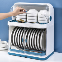 德国碗筷收纳盒带盖碗碟沥水架厨房收纳置物架收纳架大多功能防尘