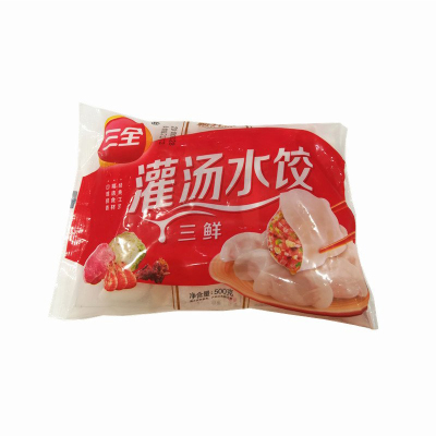 三全灌汤水饺500g/袋(韭菜鸡蛋,芹菜,香菇,白菜,三鲜随机)