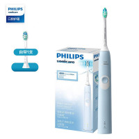 飞利浦(PHILIPS) 电动牙刷 净齿呵护型 成人声波震动牙刷 2种洁齿强度可选 力度感应 浅蓝色 HX6803/02
