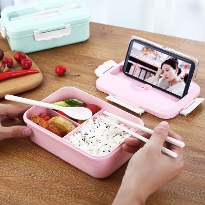 小麦秸秆保温饭盒三格日式便当盒微波炉上班族餐盒