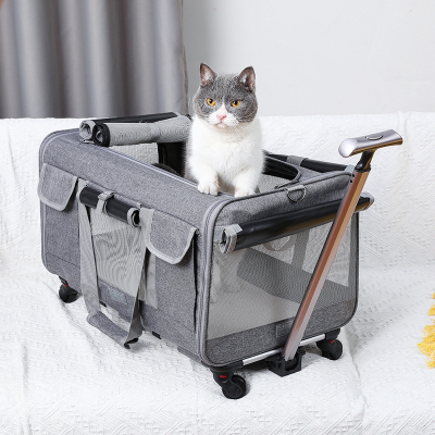 新款猫包米妮外出便携宠物拉杆箱可拆卸万向轮拉杆包透气可折叠宠物包